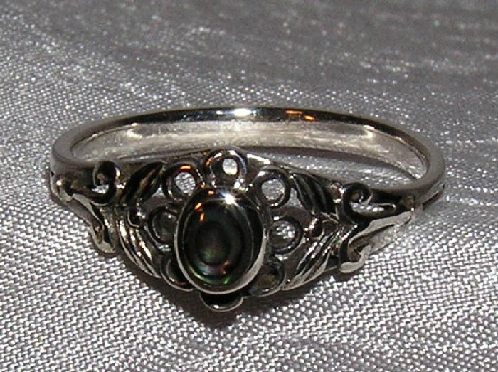 STERLING SILVER RING with ABALONE SHELL size 7