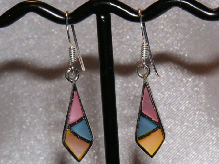 STERLING SILVER and MULTICOLOR MOTHER OF PEARL EARRINGS