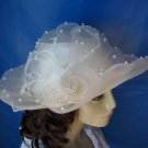 Ivory bridal hat with pearl accent