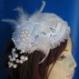 Ivory lace bridal hat with pearls and rhinestones accent