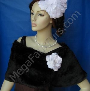 Black Faux Mink Fur Wrap