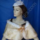 Champagne Chinchilla Faux Fox Fur Wrap with Clasp