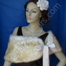 Champagne Faux Fox Shawl with Ivory Base