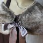 Grey Faux Fox Fur Bridal Stole Shawl
