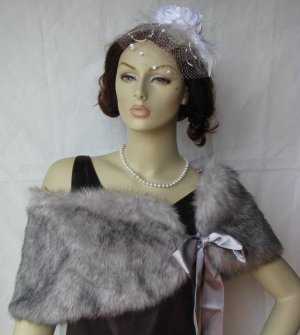 Silver Faux fox shawl