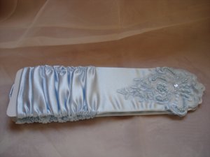 Fingerless&Beads Wedding Bridal gloves-Blue- Free shipment