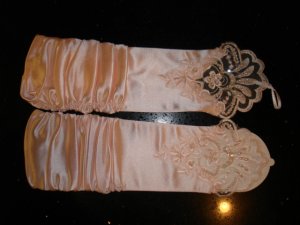 Fingerless&Beads Wedding Bridal gloves-Pink- Free shipment