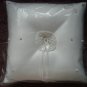 $12.99_New - PEARL +  Crystal RIBBON BRIDAL WEDDING RING BEARER PILLOW white color