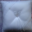 $12.99_New - Crystal & clear beads + RIBBON BRIDAL WEDDING RING BEARER PILLOW White color