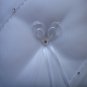 $12.99_New - Crystal & clear beads + RIBBON BRIDAL WEDDING RING BEARER PILLOW White color