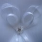 $12.99_New - Crystal & clear beads + RIBBON BRIDAL WEDDING RING BEARER PILLOW White color