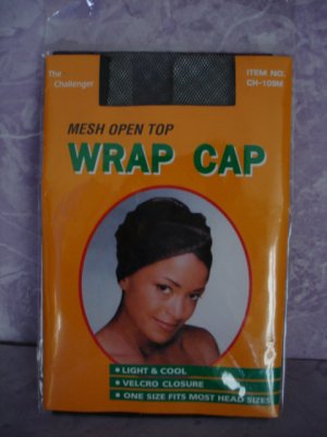 $5.99_New-  1 mesh open top wrap cap in Black color- FOR ALL SIZES