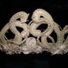 $20 Bridal Wedding Veil Prom Pageant Pearl & cristals Loop- Round Tiara, Crown Headband