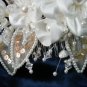 $12.99 Bridal Wedding Veil Prom Pageant Pearl,Crystal Satin flowers Head Piece tiara,Crown Headband