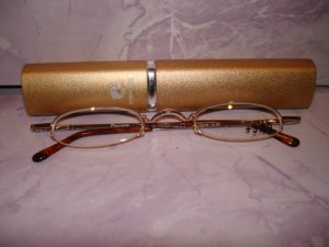 $9.99New- Slim Reading Glasses silver metal frame +3.00  in Sturdy  metalic gold Case