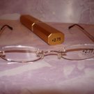 $9.99 New- Slim Reading Glasses silver frame no upper/lower rim+2.75 in Sturdy gold
