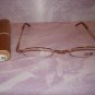 $9.99 New- Slim Reading Glasses silver frame no lower rim +3.00  in Sturdy Golden Case