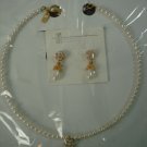 $14.99 Bridal Set of Earringa & Neckless White Pearl & Crystal in Gold Tone