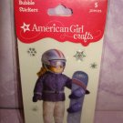 5 pieces- American Girl Crafts Winter Snowboard doll 3D Bubble Stickers
