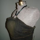 $7.99 New-Fitted Stretch Bodice,Tank top halter-Fade Vintage Gray Denim Vest Curves Corset M,L,XL