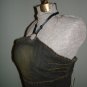 $7.99 New-Fitted Stretch Bodice,Tank top halter-Fade Vintage Gray Denim Vest Curves Corset M,L,XL