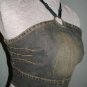$7.99 New-Fitted Stretch Bodice,Tank top halter-Fade Vintage Gray Denim Vest Curves Corset M,L,XL