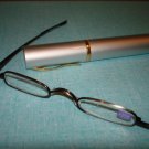 $9.99 New- Slim Reading Glasses black & silver color frame +2.50 in Sturdy silver Case