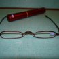 $9.99 New- Slim Reading Glasses bronz color frame  +3.00 in Sturdy red Case