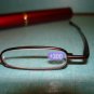 $9.99 New- Slim Reading Glasses bronz color frame  +3.00 in Sturdy red Case