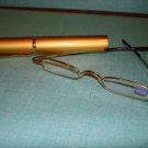 $9.99 New- Slim Reading Glasses silver color frame +2.50 in Sturdy gold Case