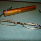 $9.99 New- Slim Reading Glasses silver color frame +3.50 in Sturdy gold Case