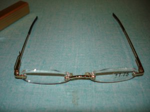 $9.99 New-Slim Reading Glasses golden frame no upper/lower rim+1.75  in Sturdy Case