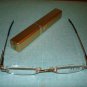 $9.99 New-Slim Reading Glasses golden frame no upper/lower rim+1.75 in Sturdy Case