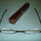 $9.99 New- Slim Reading Glasses Dark pink frame no upper/lower rim+1.75  in Sturdy Case
