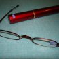 $9.99 -New- Slim Reading Glasses metalic color frame +2.50 in Sturdy red Case