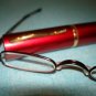 $9.99 -New- Slim Reading Glasses metalic color frame +3.50 in Sturdy red Case