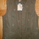 New Tag Talbots Sport Dressy Style Vest Size Small Embroidered greenish gray