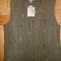 New Tag Talbots Sport Dressy Style Vest Size Small Embroidered greenish gray