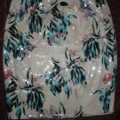 New & Tag_H&M Tropical FLORAL SEQUIN, PENCIL SKIRT US 8/ EUR 38 White green pink