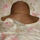 NWOT Woven brown & golden color wide soft brim hat, 58.5 cm 23" -  3" rim