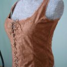 NWT-S,M,L,XL -Renaissance Goth Fitted Corset Bodice,Tank top-Suede like , beige