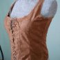 NWT-S,M,L,XL -Renaissance Goth Fitted Corset Bodice,Tank top-Suede like , beige