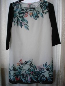 NWT H&M Vanessa Paradis Conscious Tropical Dress white, green SIZE US 6=36 EUR