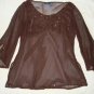 Evening,Plus 2X,Sequins Pink,Dark Brown,Top,Blouse
