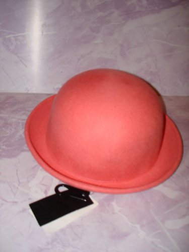 New&tag-H&M Brand Roll up Rim Women's Fedora wool Hat,dark Pink (peach tone) L