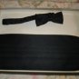 Adult BLACK Satin Tuxedo Cummerbund Bow Tie Set NEW in box