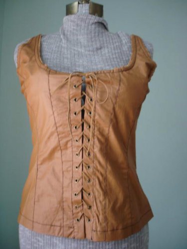 NWT-Size M -Renaissance Goth Fitted Corset Bodice,Tank top- dark beige(coffee)