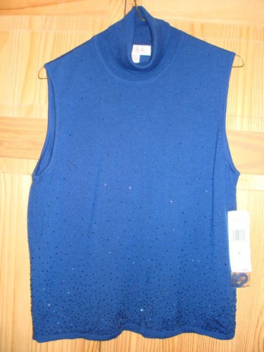 New & Tag Evening, Jones NY blue/black  Sleeveless shiny beads L/S light wool