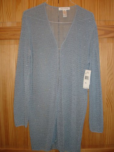 JONES NEW YORK long Tunic,Light Bluish Gray long sweather shiny beads Rayon XL