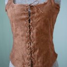 NWT-LARGE -Renaissance Goth Fitted Corset Bodice,Tank top-Suede like , beige